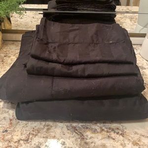 Queen Sheet Set - Black on Black Stripes